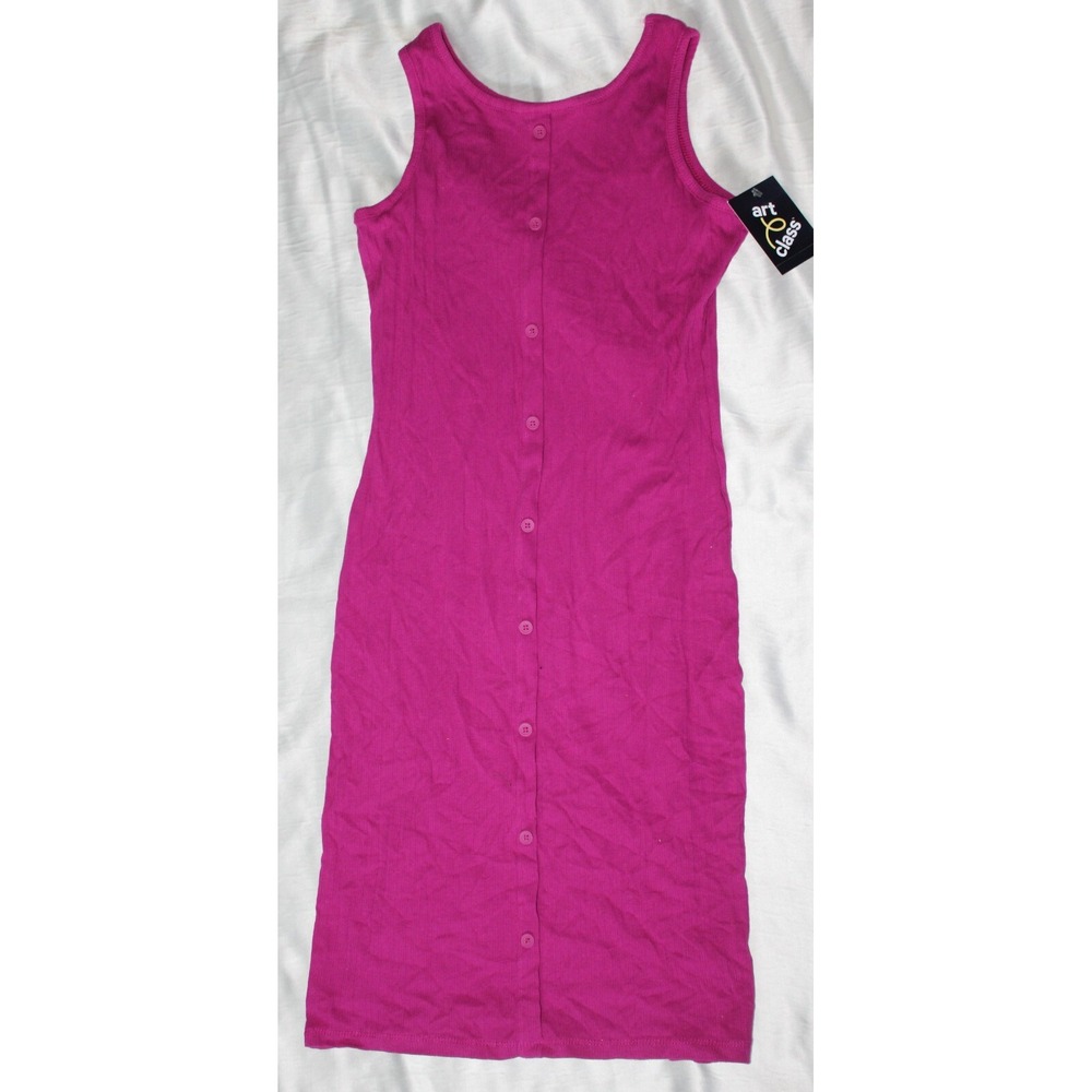 Girls' Stripe Ribbed Sleeveless pink Dress Art Class L 10/12